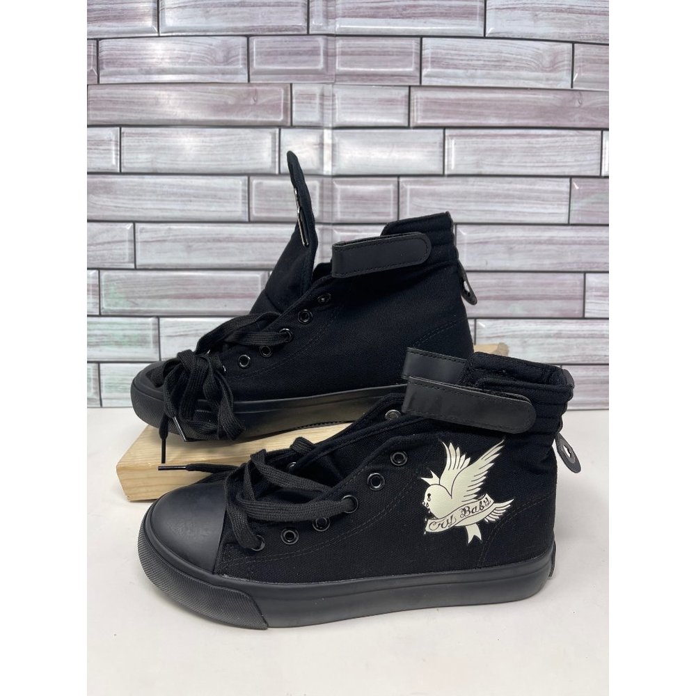 Woman’s Custom Black High Top Cry Baby Lil Peep Sneakers Shoes Size 7